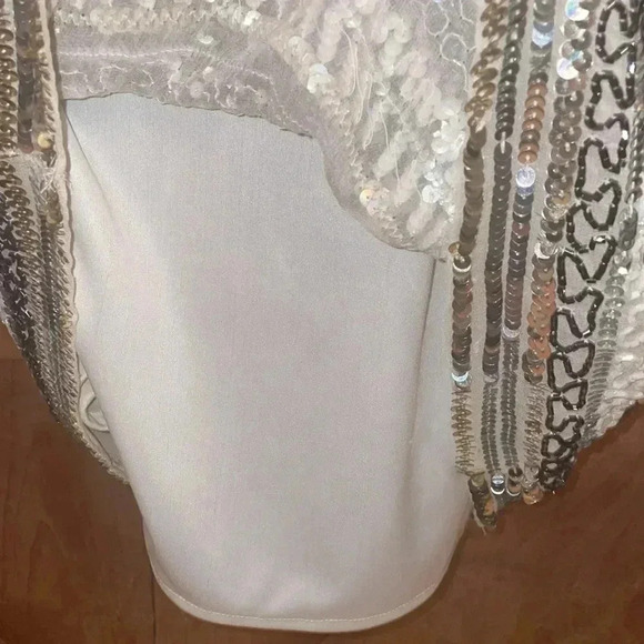 Scalia Sequins/ Off white Silk Dress-4 - Picture 6 of 13